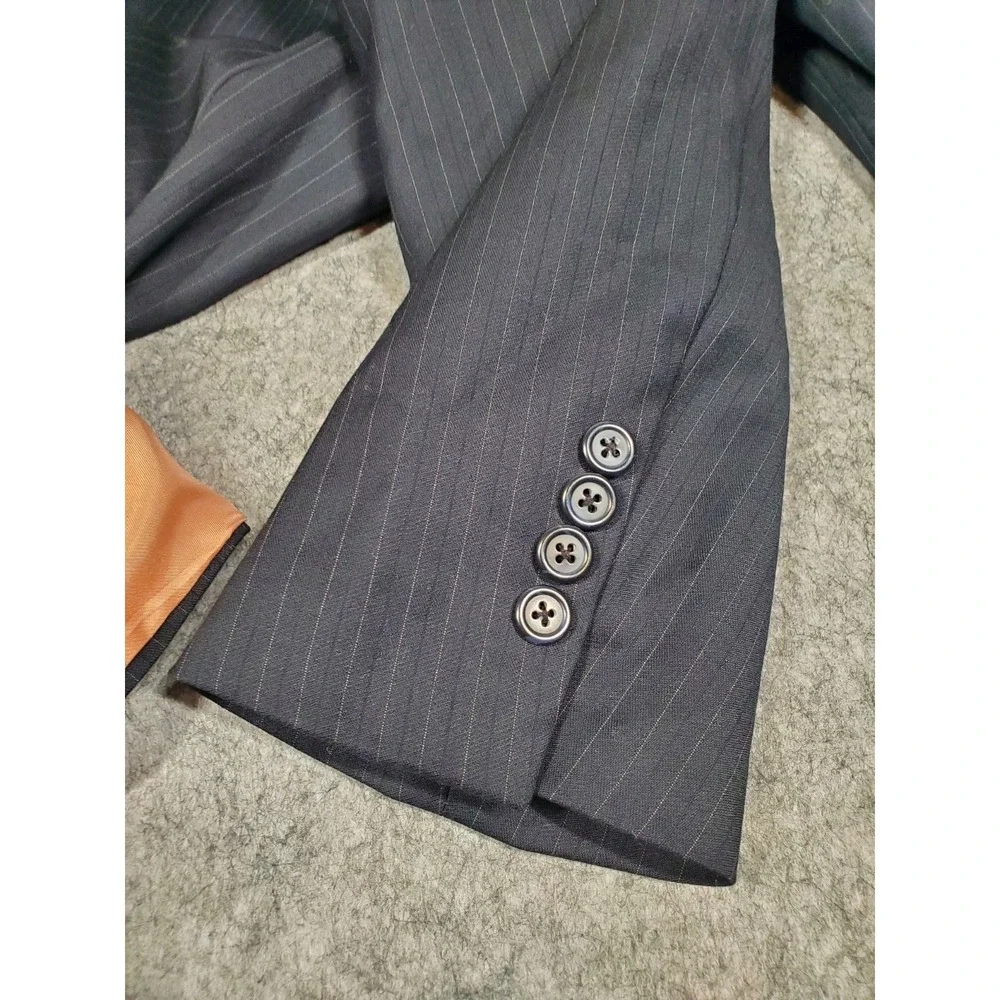 John Varvatos USA Mens Bedford Wool Blazer Casual Black Sport Coat 46L 2 Button